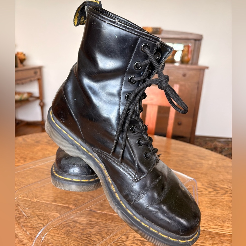 Doc Martens 1460 Black Smooth Leather Combat Boots Lace Up Sz.US Men 10/Women 11